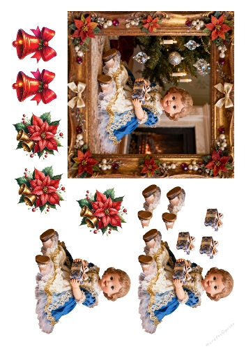 Antique decoupage Christmas doll 09