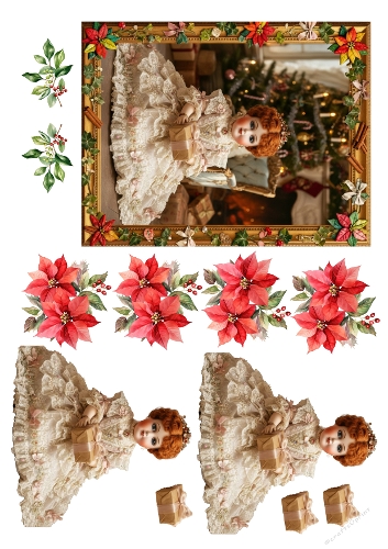 Antique decoupage Christmas doll 11