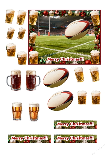 Rugby Beer Christmas Decoupage 01