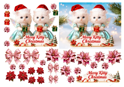 Angelic Kittens decoupage Christmas 2