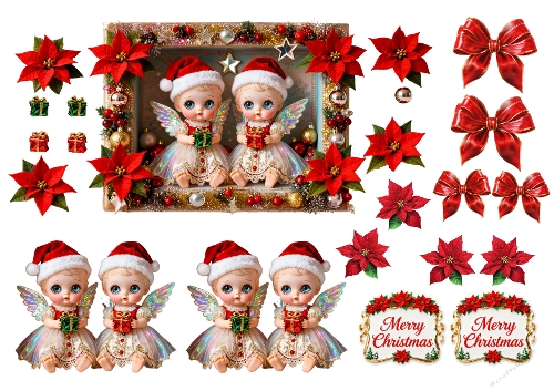 Cute Christmas Decoupage  dolls 2