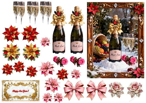 Romantic New Year Toast Decoupage card
