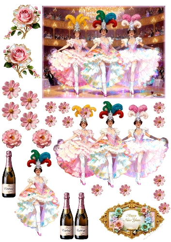 New Year Decoupage large card 02