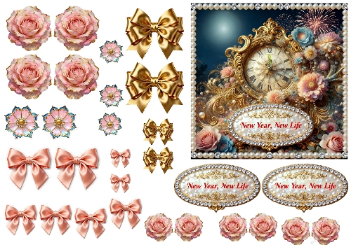 New Year Decoupage large card 04