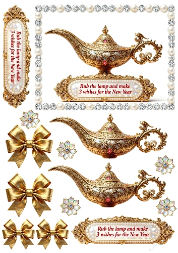 New Year Decoupage Aladdins Lamp  large card 06