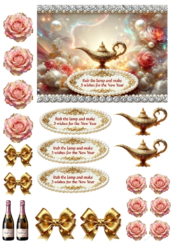 New Year Decoupage Aladdins Lamp  large card 07