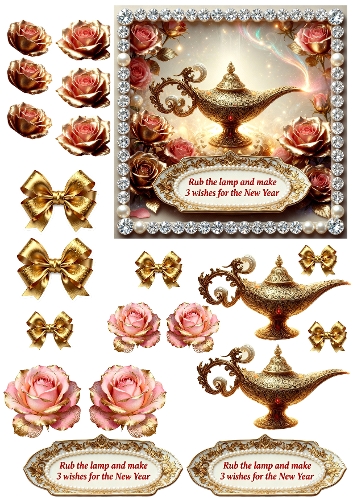 New Year Decoupage Aladdins Lamp  large card 08