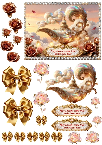 New Year Decoupage Aladdins Lamp  large card 10