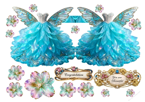 Flower Dress Decoupage shaped cards 01