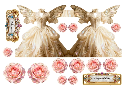 Flower Dress Decoupage shaped cards 04