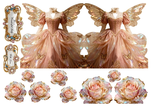 Flower Dress Decoupage shaped cards 05
