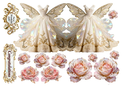 Flower Dress Decoupage shaped cards 08