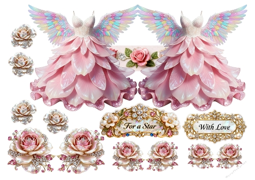 Flower Dress Decoupage shaped cards 12
