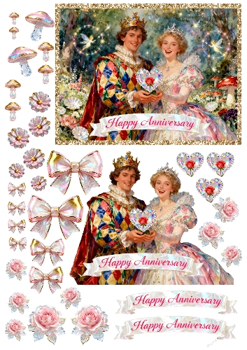 Harlequin Decoupage Greetings 6 Anniversary