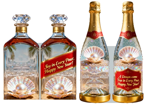 Giant Double Sided Bottle New Year gift cards 2