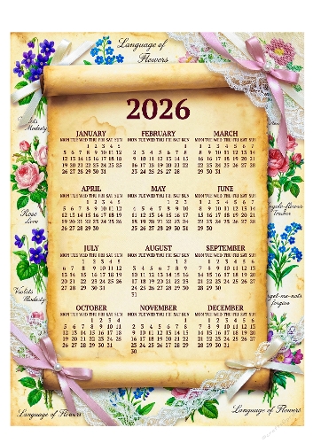 Calendar 2026 Language of Flowers 1