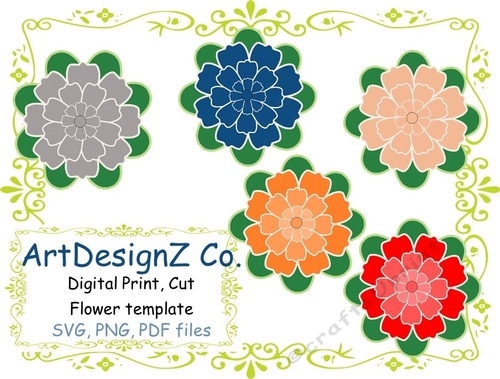 Set of 3D Paper Flower templates