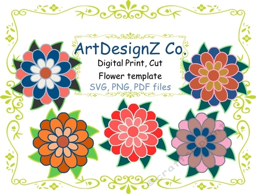 Set of 3D Paper Flower templates