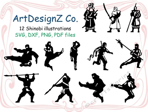 Set of 12 shinobi silhouettes