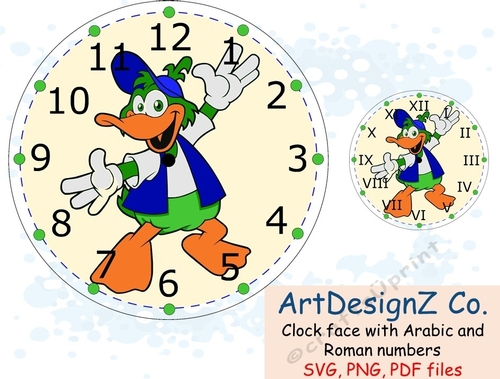 Clock face with Arabic and Roman numbers