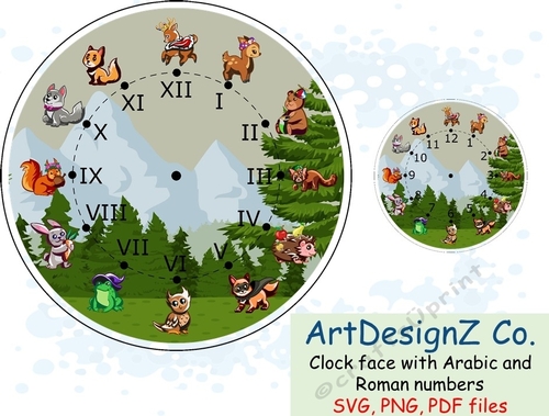 Clock face with Arabic and Roman numbers