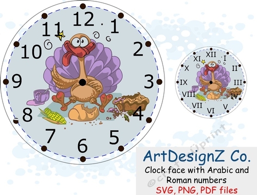 Clock face with Arabic and Roman numbers