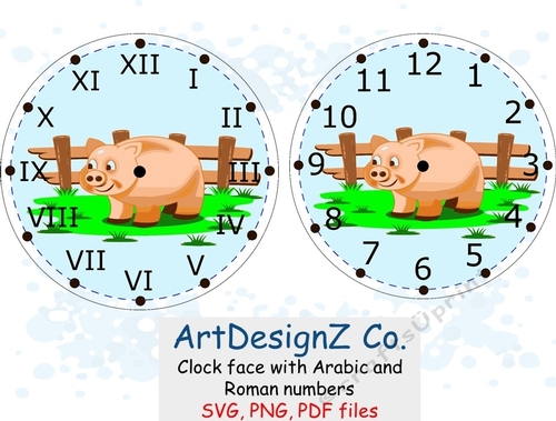 Clock face with Arabic and Roman numbers