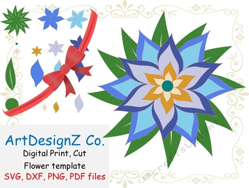 Small 3d wallflower template, paper flower template, giant rose petal template, templet, sunflower, 3d card template, napkins transfers, baby memory book boy