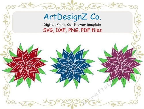 Set of flower, templates, 3d, petal, cut