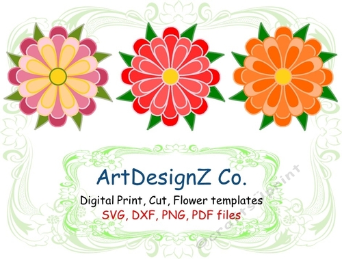 Set of flower, templates, 3d, petal, cut