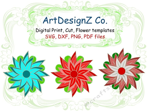 Paper flower templates, 3d, floral, birthday, felt, party, gift, petal, cut