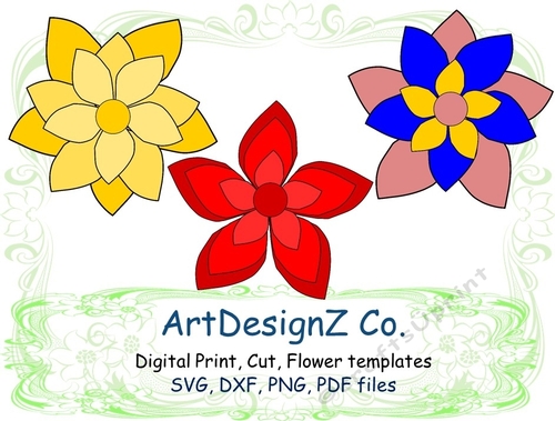 Flower, templates, 3d, petal, cut, card, love, birthday, 