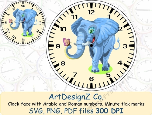 Clock face with Arabic and Roman numbers. Minute tick marks. Vintage, clock, cream, wedding, invitation, birthday, education, animals, time, shaped, sea, summer, back to school, work, old fashioned