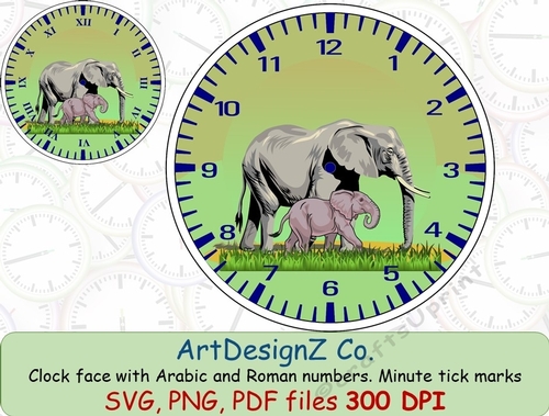 Clock face with Arabic and Roman numbers. Minute tick marks. Vintage, clock, cream, wedding, invitation, birthday, education, animals, time, shaped, sea, clipart, back to school, work, old fashioned