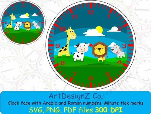Clock face with Arabic and Roman numbers. Minute tick marks. Vintage, clock, cream, wedding, invitation, birthday, education, animals, time, shaped, sea, clipart, back to school, work, old fashioned
