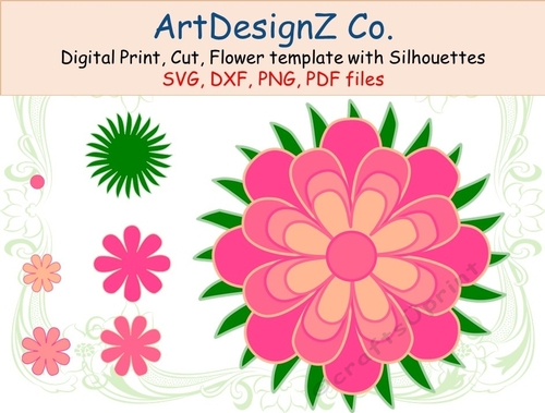 Paper flower template and silhouettes. Felting parts, felt, cut, felting, 3d model making, lilac, white, rose, spring, pyramage, fold back, birthday, female, blue, poppy, pink, red