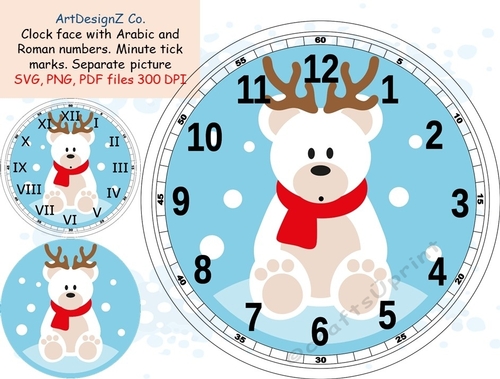 Beautiful Christmas clock face with Arabic and Roman numbers. Minute tick marks. Separate picture included. Elegant Celebrations and holidays. clipart, back to school, wedding, invitation, birthday, education, love, time, shaped, arrow