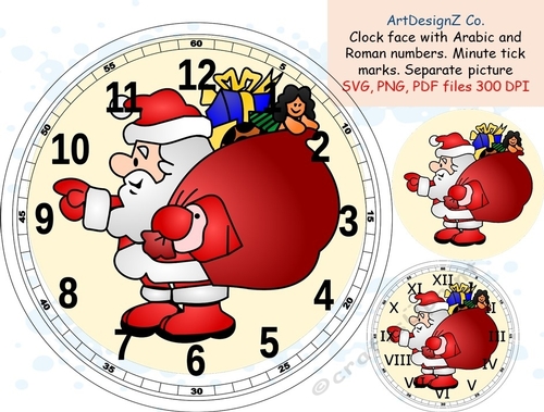 Beautiful Christmas clock face with Arabic and Roman numbers. Minute tick marks. Separate picture included. Elegant Celebrations and holidays. clipart, back to school, wedding, invitation, birthday, education, love, time, shaped, arrow