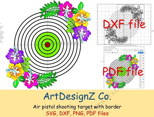 Shooting target with floral border. Appropriate for optics and open sights. Target Practice. Air pistol. Male, son, dad, Snezana, birthday, Targets, design, targeting, Archery, terminology, pistol, air gun, sport shooting, decoupage