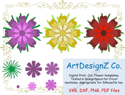 Paper flower template and silhouettes. Felting parts, felt, cut, felting, bouquet, birthday, mother day, butterfly, vintage, Snezana, summer, spring, Design, purple, anemone