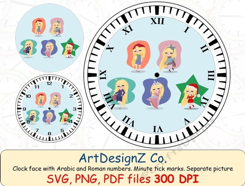 Beautiful Christmas scene clock face with Arabic and Roman numbers. Minute tick marks. Separate picture included. Male design, clock face birthday, watch, mobile, Snezana car, Christmas boy, dad, grandfather, father, senior couple