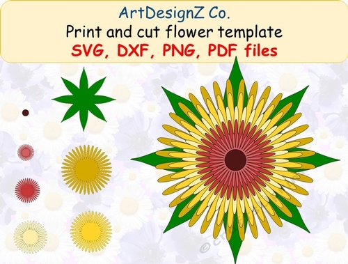 Paper flower template in different file formats.