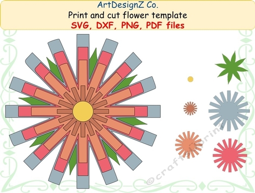 Flower template. Different file formats. All parts included
