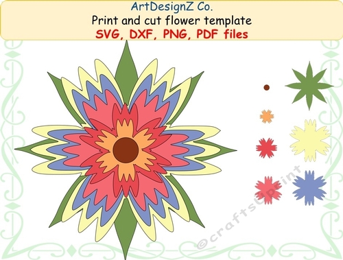 Flower template. Different file formats. All parts included