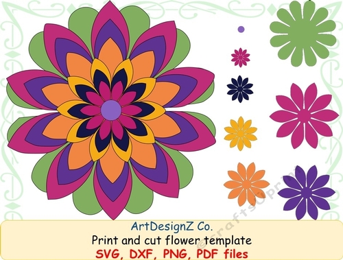 Flower template. Different file formats. All parts included