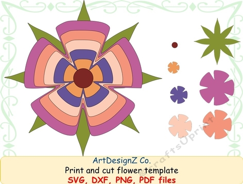 Flower template. Different file formats. All parts included