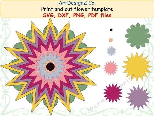 Flower template. Different file formats. All parts included