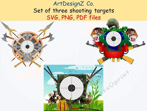 Set of three Shooting targets. Appropriate for optics and open (iron) sights. Target Practice. Air pistol. Male, birthday, boy, dad, grandfather, father, military, army, plane, vintage