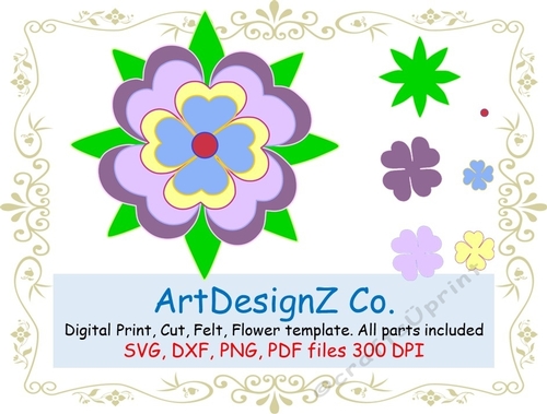 Paper flower template and silhouettes. Felting parts, felt, cut, felting, birthday, friendship, love, pink, floral, rose, wordart, flower, elegant