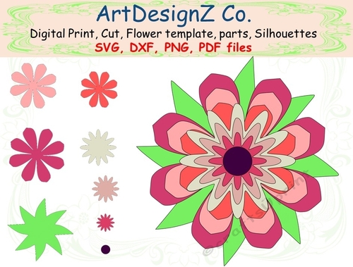 Paper and felt flower template and silhouettes. Appropriate for card fronts. Christmas scenes, flower, vase, butterflies, 6x6, floral, bug, easy, quick